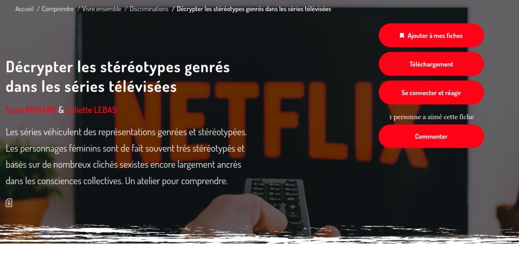 Cette fiche pédagogique destinée aux lycéen·nes propose d’analyser des extraits de séries télévisées afin d’identifier, discuter et déconstruire les stéréotypes sexistes, la sexualisation des personnages féminins et les représentations genrées.